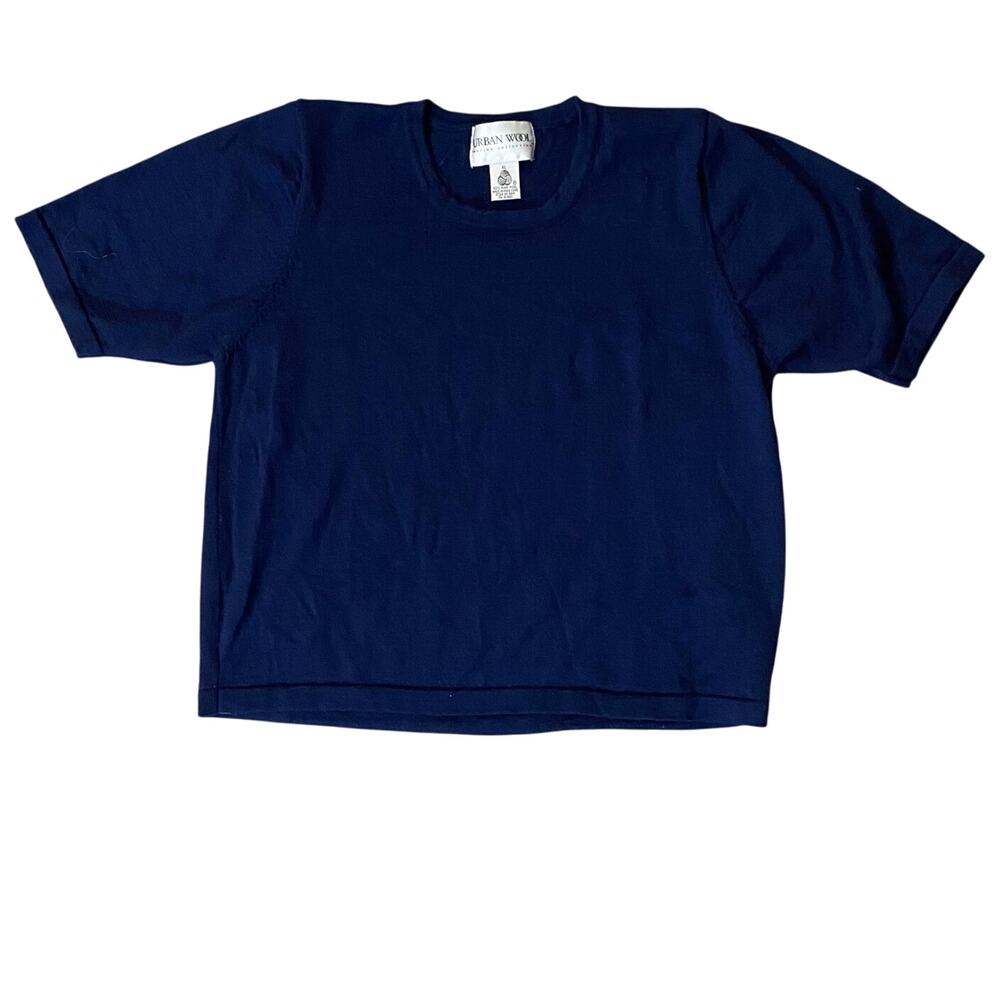 Vintage Urban Wool 100% Merino Short Sleeve Sweater Tee XL Hong Kong minimalist